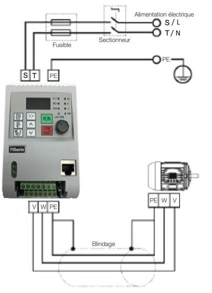 schéma de connexion variateur mono tri CFW100